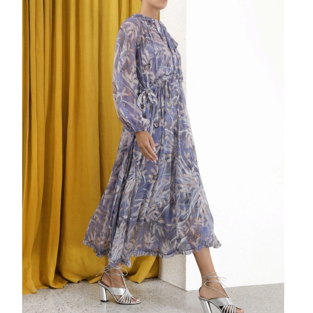 Zimmermann Lavender Floral Midi Dress - Picture 3 of 10